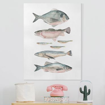 Obraz na płótnie - Siedem rybek w akwareli II