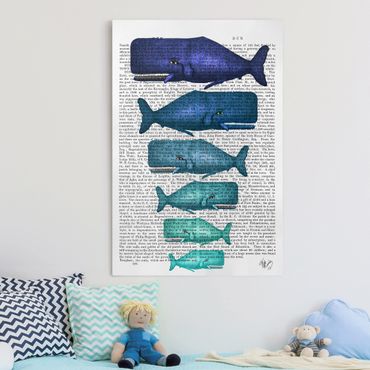 Obraz na płótnie - Czytanie o zwierzętach - Rodzina wielorybów