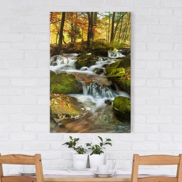Obraz na płótnie - Wodospad jesienny las
