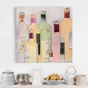 Obraz na płótnie - Butelki do wina w akwareli I