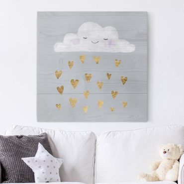 Obraz na płótnie - Chmura o złotych sercach