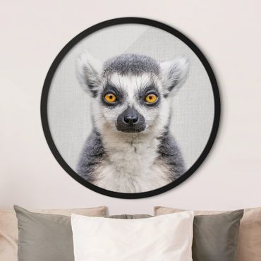 Okrągły obraz z ramką - Lemur Ludwig