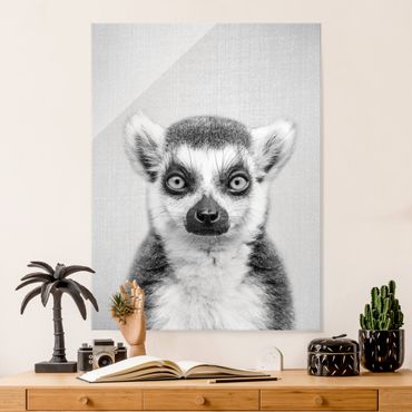 Obraz na szkle - Lemur Ludwig Black And White