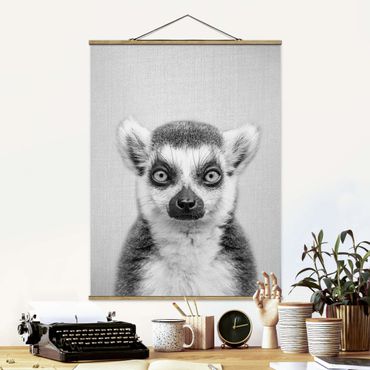 Plakat z wieszakiem - Lemur Ludwig Black And White - Format pionowy 3:4