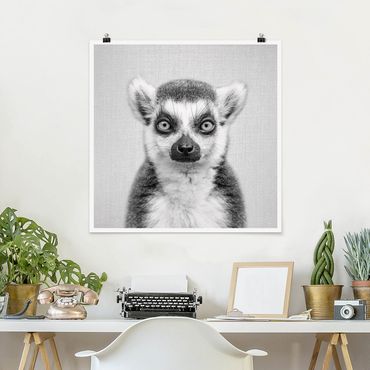 Plakat reprodukcja obrazu - Lemur Ludwig Black And White
