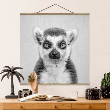 Plakat z wieszakiem - Lemur Ludwig Black And White - Kwadrat 1:1