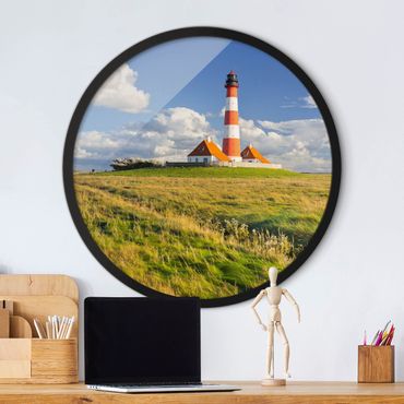 Okrągły obraz w ramie - Lighthouse In Schleswig-Holstein