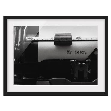 Plakat w ramie - List miłosny na maszynie do pisania