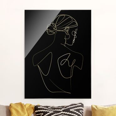 Obraz na szkle - Line Art - Kobieta z czarnymi plecami