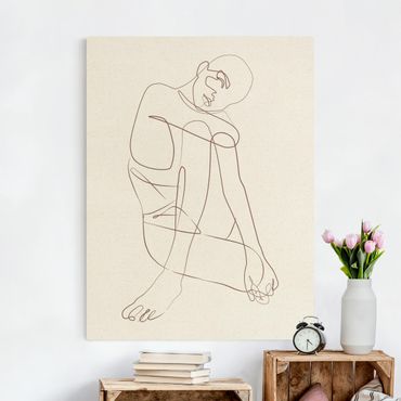Obraz na naturalnym płótnie - Line Art - Kobieta siedząca