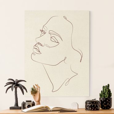 Obraz na naturalnym płótnie - Line Art - Kobieta śniąca twarz