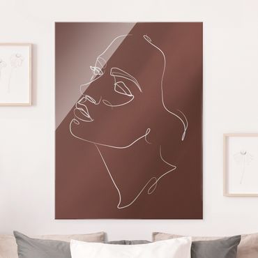 Obraz na szkle - Line Art - Kobieta śniąca twarz czerwona