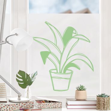 Folia okienna - Line Art - Big Potted Plant
