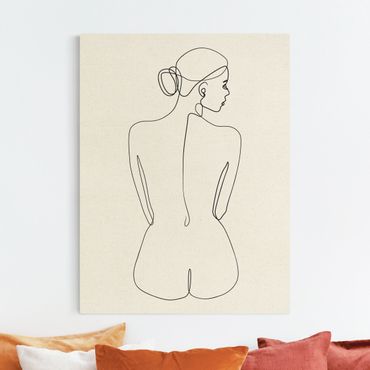 Obraz na naturalnym płótnie - Line Art Naga kobieta z tyłu czarno-biały