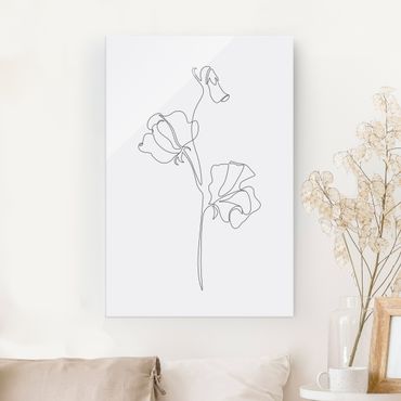 Obraz na szkle - Line Art Flowers - Strawberry Plant
