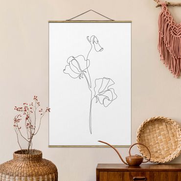 Plakat z wieszakiem - Line Art Flowers - Strawberry Plant - Format pionowy 2:3