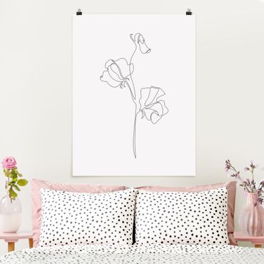 Plakat reprodukcja obrazu - Line Art Flowers - Strawberry Plant