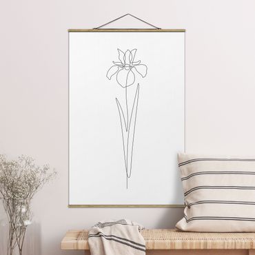 Plakat z wieszakiem - Line Art Flowers - Iris - Format pionowy 2:3