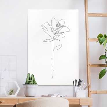 Obraz na szkle - Line Art Flowers - Lily