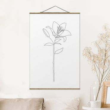 Plakat z wieszakiem - Line Art Flowers - Lily - Format pionowy 2:3