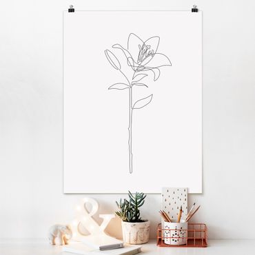 Plakat reprodukcja obrazu - Line Art Flowers - Lily