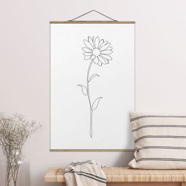Plakat z wieszakiem - Line Art Flowers - Marguerite - Format pionowy 2:3