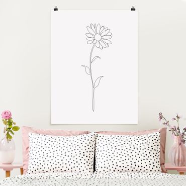 Plakat reprodukcja obrazu - Line Art Flowers - Marguerite