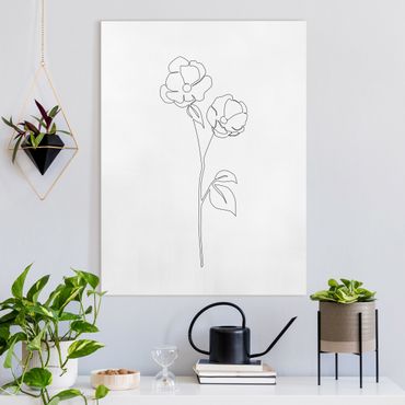 Obraz na płótnie - Line Art Flowers - Poppy Flower - Format pionowy 3:4