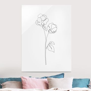 Obraz na szkle - Line Art Flowers - Poppy Flower