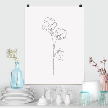 Plakat reprodukcja obrazu - Line Art Flowers - Poppy Flower