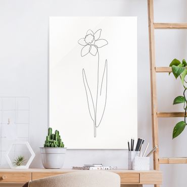 Obraz na szkle - Line Art Flowers - Daffodil