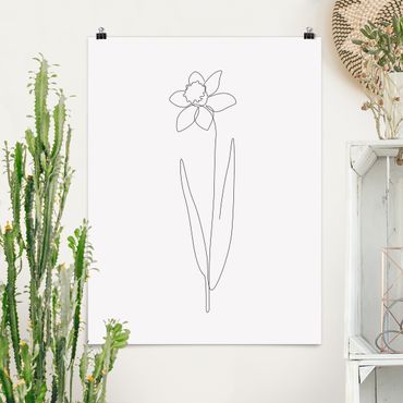 Plakat reprodukcja obrazu - Line Art Flowers - Daffodil
