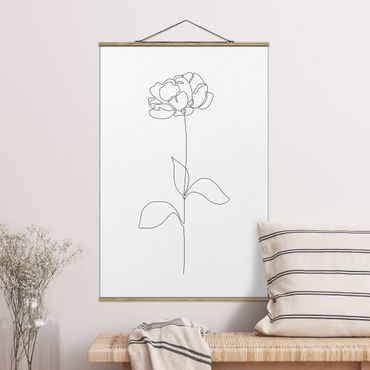 Plakat z wieszakiem - Line Art Flowers - Peony - Format pionowy 2:3