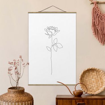 Plakat z wieszakiem - Line Art Flowers - Rose - Format pionowy 2:3