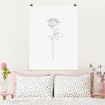 Plakat reprodukcja obrazu - Line Art Flowers - Rose