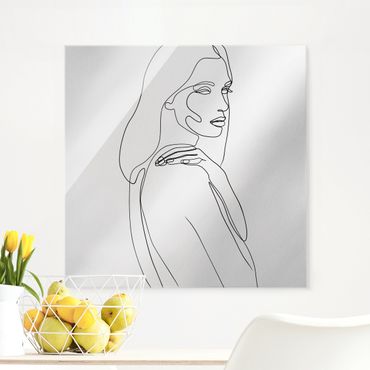 Obraz na szkle - Line Art Woman Shoulder czarno-biały