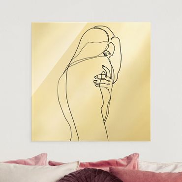 Obraz na szkle - Line Art Woman Nude Shoulder czarno-biały