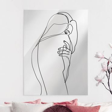 Obraz na szkle - Line Art Woman Nude Shoulder czarno-biały