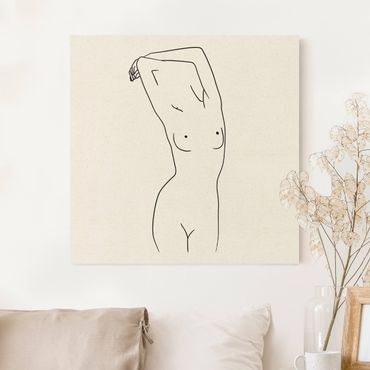 Obraz na naturalnym płótnie - Line Art Kobieta naga czarno-biały