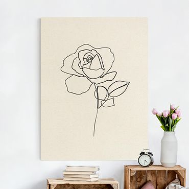 Obraz na naturalnym płótnie - Line Art Róża czarno-biały