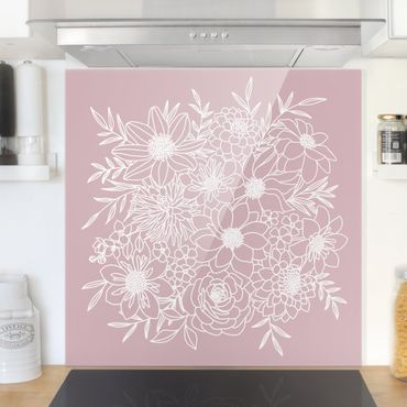 Panel szklany do kuchni - Kwiaty w kolorze starego różu