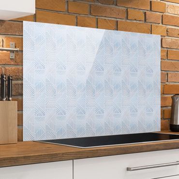 Panel szklany do kuchni - Gradient wzoru linii w kolorze niebieskim