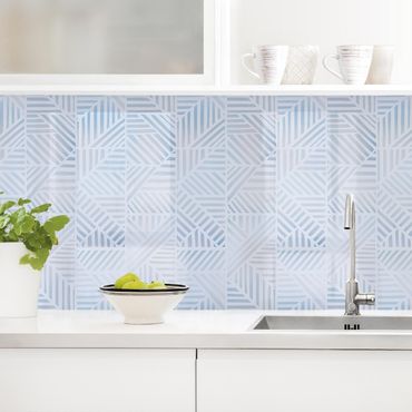 Panel ścienny do kuchni - Gradient wzoru linii w kolorze niebieskim