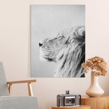 Obraz na płótnie - Lion Leopold Black And White - Format pionowy 3:4