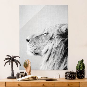 Obraz na szkle - Lion Leopold Black And White