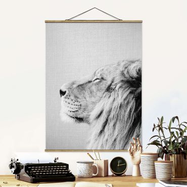 Plakat z wieszakiem - Lion Leopold Black And White - Format pionowy 3:4