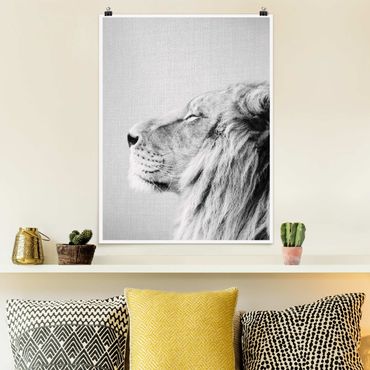 Plakat reprodukcja obrazu - Lion Leopold Black And White
