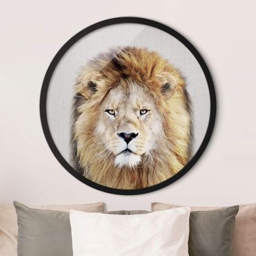Okrągły obraz z ramką - Lion Linus