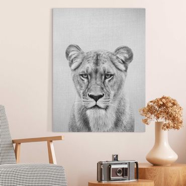 Obraz na płótnie - Lioness Lisa Black And White - Format pionowy 3:4