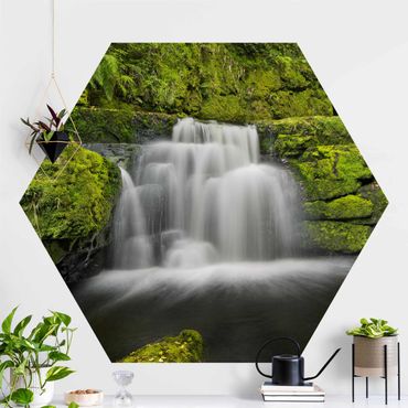 Sześciokątna tapeta samoprzylepna - Niższy wodospad McLean w Nowej Zelandii